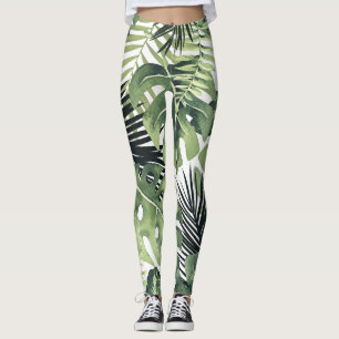Legging Botânica botânica das folhas tropicais verdes