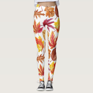Legging Botânica de outono de aquarela, composição sem cos
