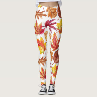 Legging Botânica de outono de aquarela, composição sem cos