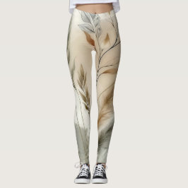 Legging Botânica Moderna Verde Tênue Casamento Boho