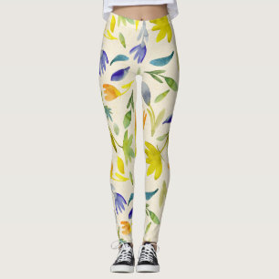 Legging Botânica Rustic Watercolor Floral Garden