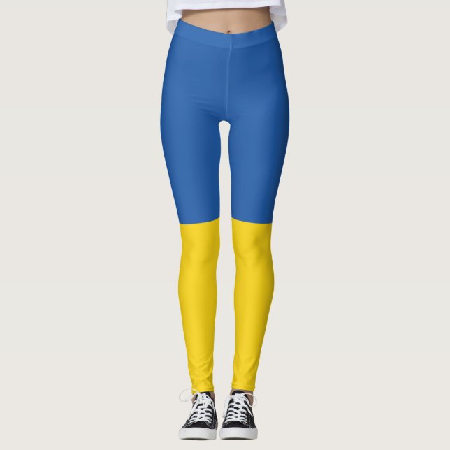 Legging Botão Bandeira da Ucrânia (Frente)