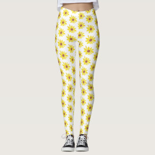Legging Botões de Girassol em Aquarela Vibrantes Pintados 