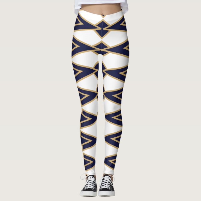 Legging Bowties Azul e Dourado (Frente)