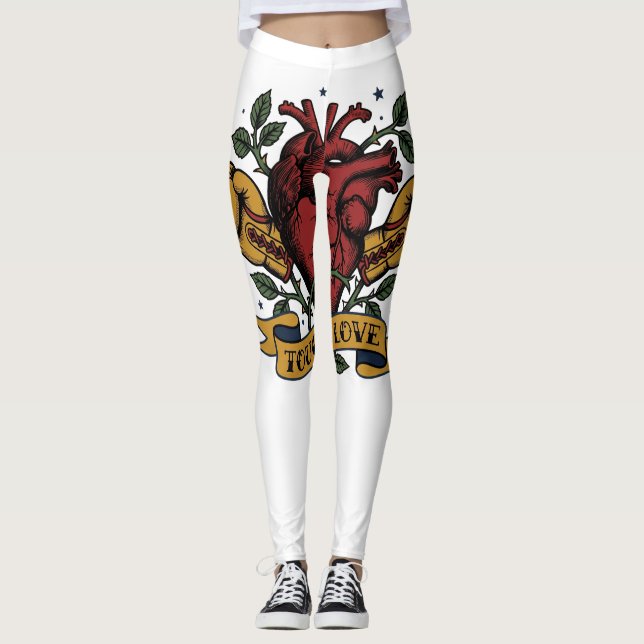 Legging Boxe Amor Verdadeiro Coração Tatuagem Flash Forte  (Frente)