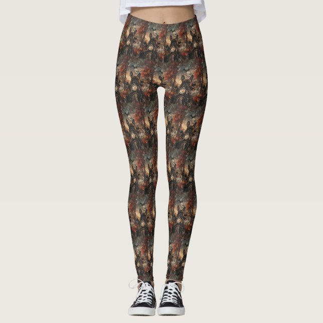 Legging Boxeador Pilotando Moto de Halloween Assustador (Frente)