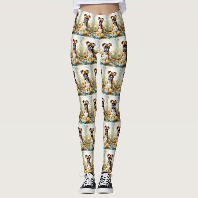 Legging Boxer Dog com Feriado de Ovos de Páscoa (Frente)