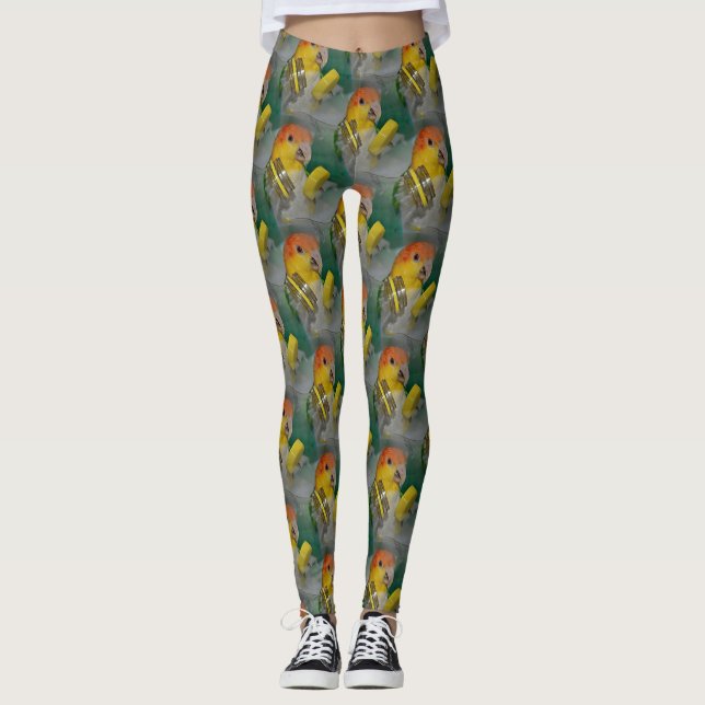 Legging Branca De Papagaio Caique (Frente)