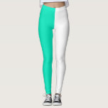 Legging Branca de Tartaruga Branca de Dois Toneladas Divid<br><div class="desc">Teal Turquesa e Branco Duas cores de tom dividem metade das pernas de design. #colorsplit #leggins #colorsplitleggins #twotoneleggins</div>