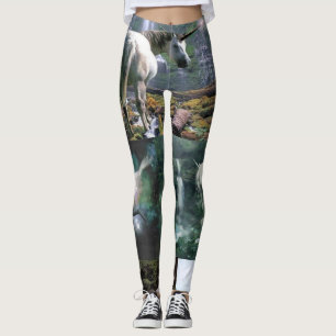 legging branca de unicórnio longa vida selvagem