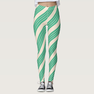 Legging Branco Antigo e Listras de Hortelã