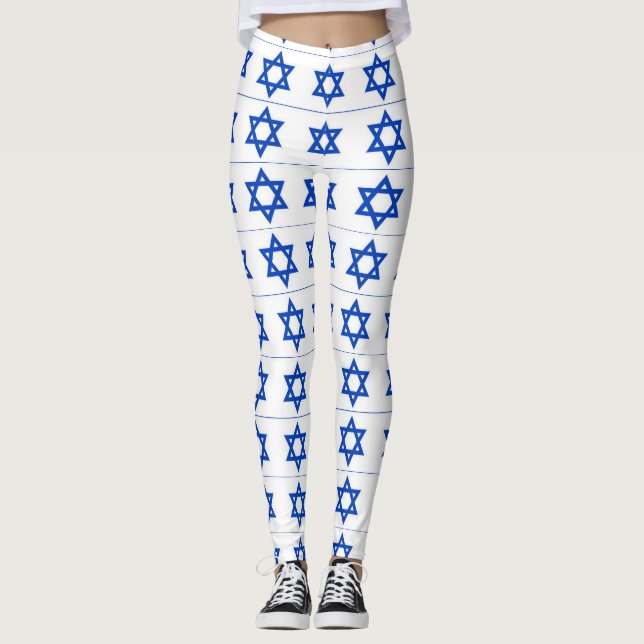 Legging branco azul da estrela de David (Frente)