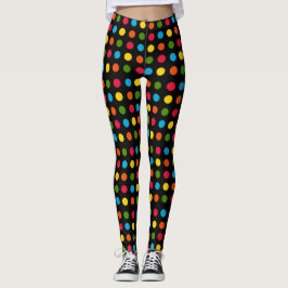 Legging Branco | Bolinhas Amarelo-Verde-Vermelho-Amarelo-