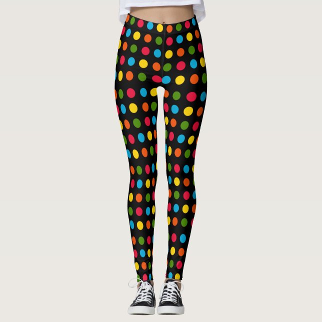 Legging Branco | Bolinhas Amarelo-Verde-Vermelho-Amarelo- (Frente)
