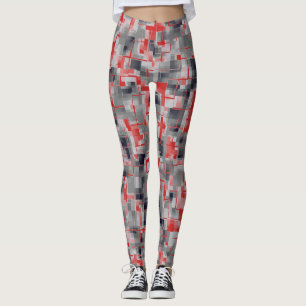Legging Branco Cinza Azul Vermelho