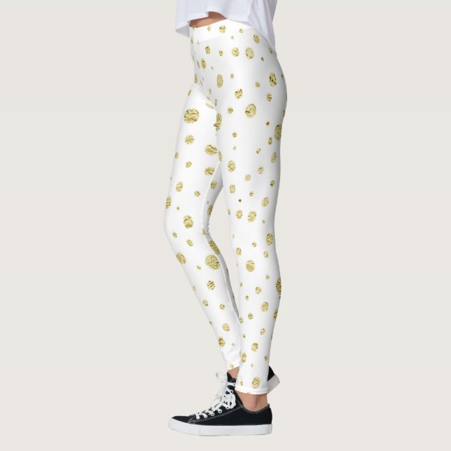 Legging Branco com pontos dourados (Esquerda)