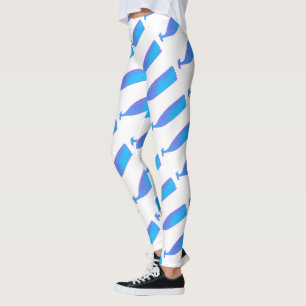 Legging branco de Thunder_Cove das baleias azuis