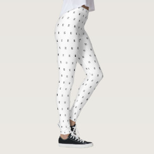 Legging Branco do preto da música do C-Clef (Clef de alto