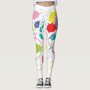 Legging Branco Legal digital de arte colorida Abstrato