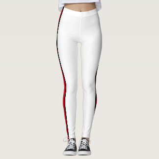 Legging Branco listrado vermelho