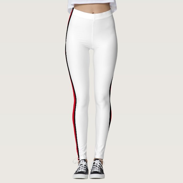 Legging Branco listrado vermelho (Frente)