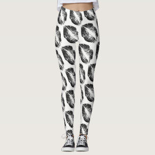 Legging Branco moderno dos lábios pretos do brilho