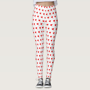 Legging Branco Padrão de Balão de Chic de Diversão Verm