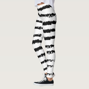 Legging Branco preto listrado