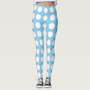 Legging Branco sobre Bebê Azul Grande Horiz. Bolinhas