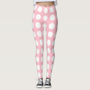 Legging Branco sobre Bolinhas Horizontais de Grande Tamanh