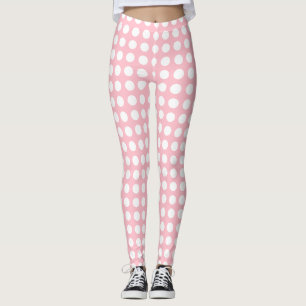 Legging Branco sobre Bolinhas Horizontais de Tamanho Médio