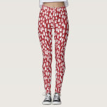 Legging Branco Vermelho Cat<br><div class="desc">Muitos gatos brancos em um fundo vermelho. Um padrão divertido para qualquer época do ano,  mas particularmente divertido para o Natal. Ideal para veterinários ou amantes de os animais.</div>