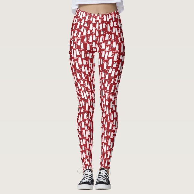 Legging Branco Vermelho Cat (Frente)