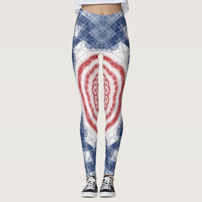 Legging branco vermelho e azul (Frente)