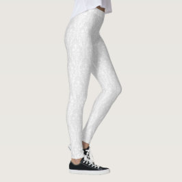 Legging Brancos Em Rochas Florais De Damasco Branco