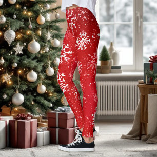Legging Brancos Flocos de Neve Ruby Red