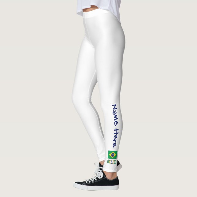 Legging Brasil e Bandeira Brasileira com o Seu Nome (Esquerda)
