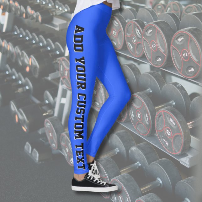 Legging Bright Blue Bold Personalized Custom Text Vertical (Criador carregado)