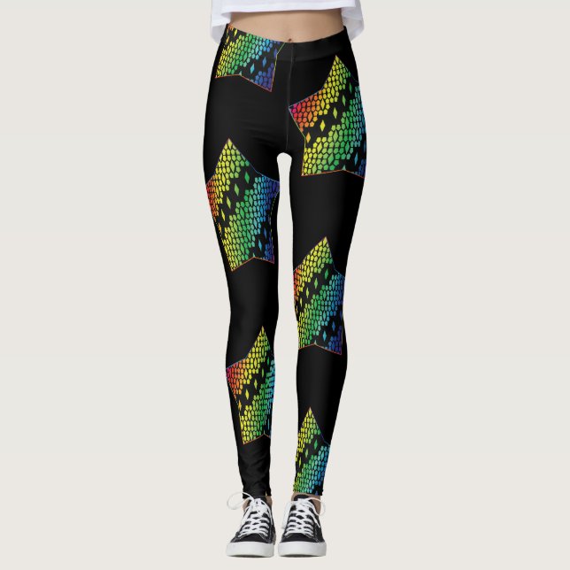 Legging Bright Rainbow e Black Honeycomb (Frente)