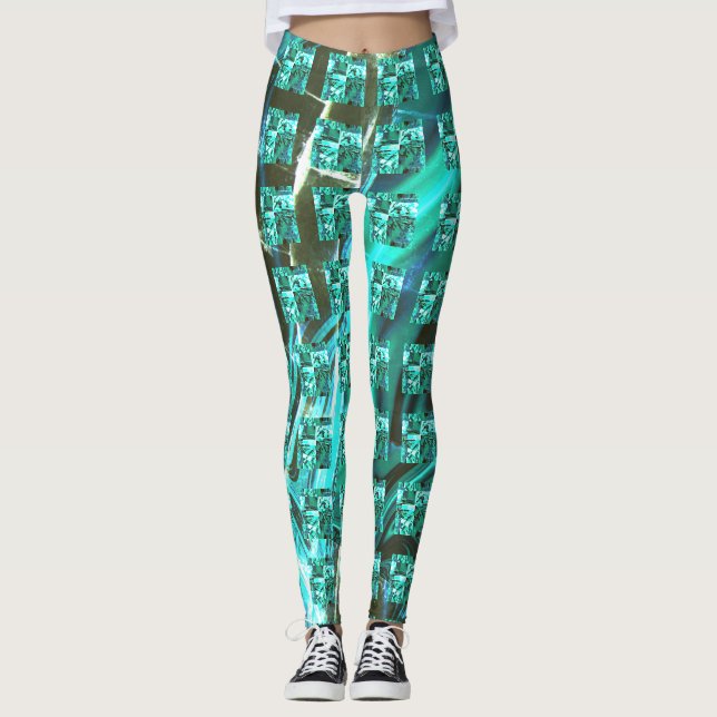 Legging Brilhante azul claro, quadrados ou dentro de image (Frente)
