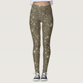 Legging Brilhante Lantejoulas Monocromático Dourado Antigo