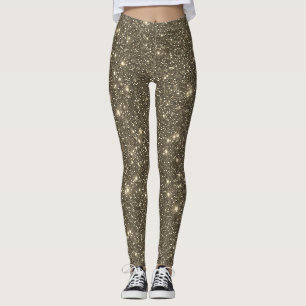 Legging Brilhante Lantejoulas Monocromático Dourado Antigo