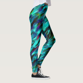 Legging Brilhante manchado de ciano a azul e manchas verme
