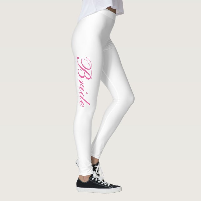 Legging Brilho Branco de Script Rosa Simples e Chic Girly (Direita)