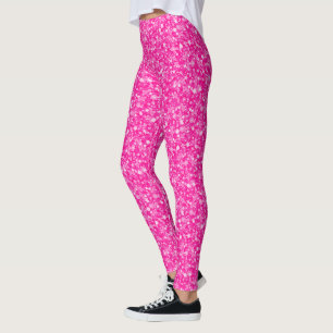 Legging Brilho Branco Moderno E Rosa Quente
