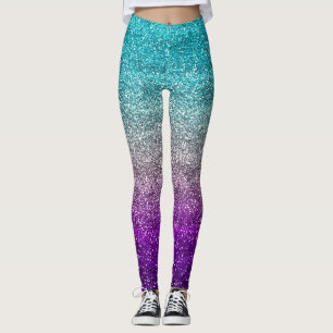 Legging Brilho com Gradiente Azul, Cinza e Roxo