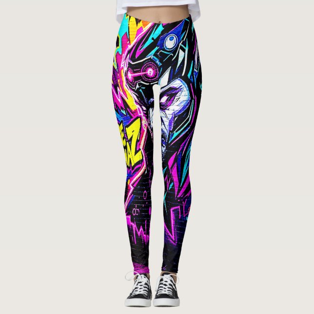 Legging Brilho da Arte da Rua Vibrante (Frente)