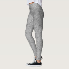 Legging Brilho de Folha de Prata Chic