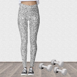 Legging Brilho de luz cinza prateado faíscas preto e branc