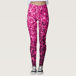 Legging Brilho de purpurina falsa rosa quente